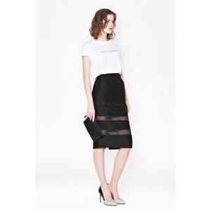 NEW French Connection Black Midi Pencil Skirt Long